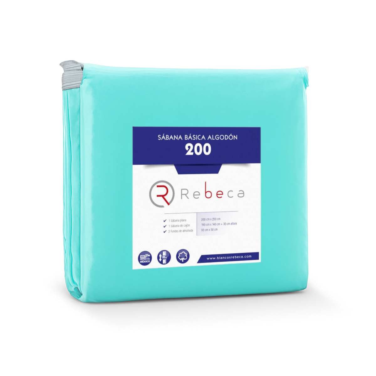Juego de Sábanas Básica Algodón Percal 200 -Queen Size -Agua