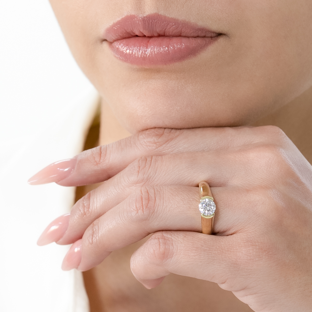 ANILLO DE COMPROMISO SOLITARIO 14K ORO AMARILLO DIVINO ABBA JOYAS.