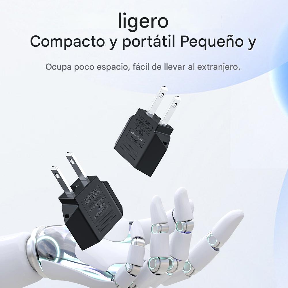 Clavija Adaptador Corriente Europeo A Americano Us Eu 2PZ convertidor negro electrónico abs gadget