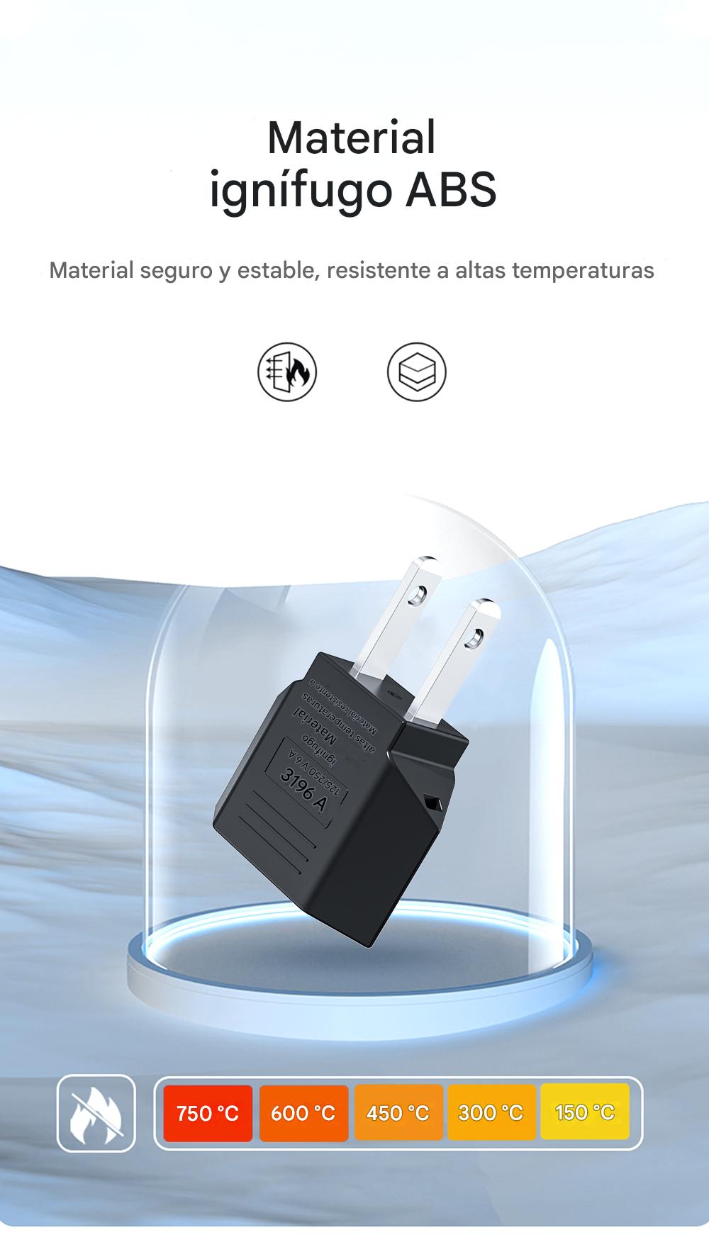 Clavija Adaptador Corriente Europeo A Americano Us Eu 2PZ convertidor negro electrónico abs gadget