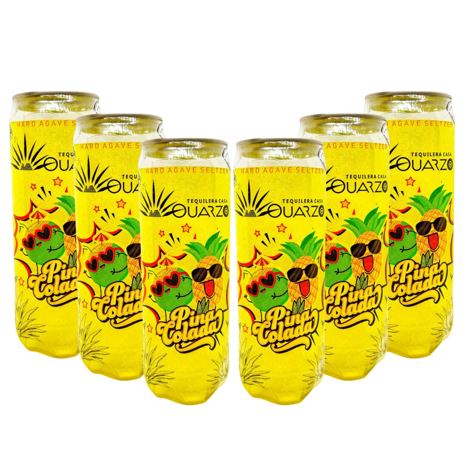 Six Pack Bebida Quarzo Seltzer Piña Colada Lata 355 Ml