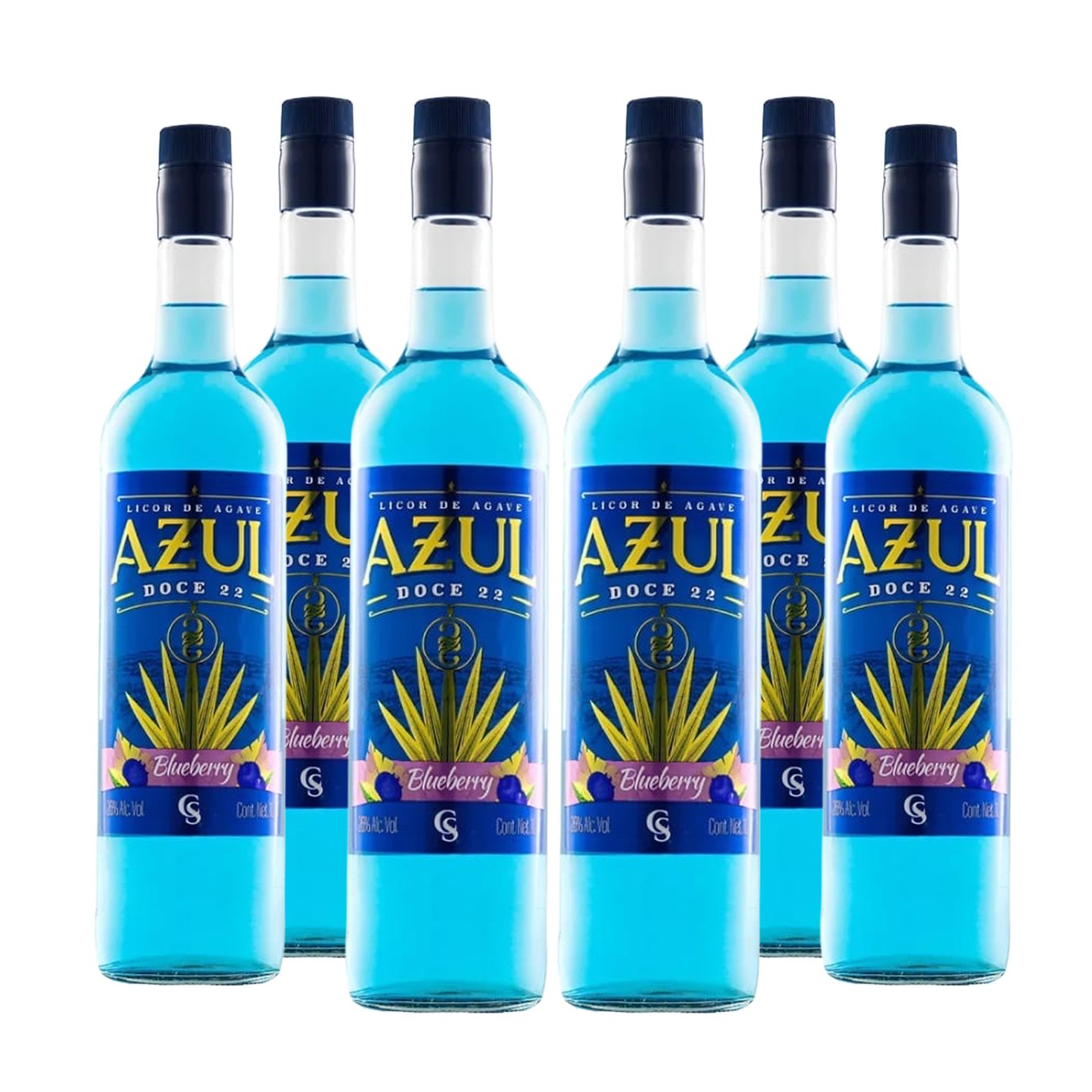 Licor Color Azul Tripack Licor De Agave Azul Doce 22 Blueberry Vid 1000 Ml