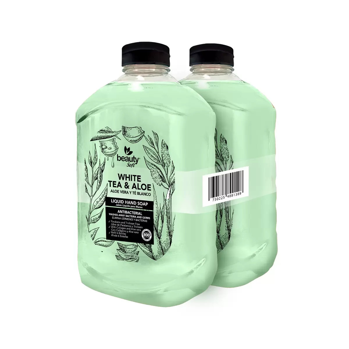 Beauty Soft Jabón Líquido para Manos 2 pzas de 2 L.