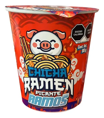 Chicha Ramen Ramos Noodles Chicharrón De Cerdo Picante 6pz