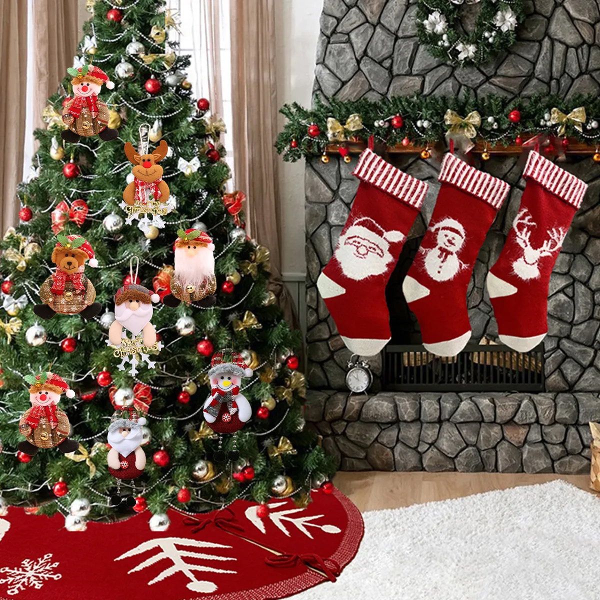JOIEDOMI 4 Adornos LED De Madera De Navidad Colgantes De Reno Para Interiores Y Exteriores, Decoración De Fiestas, Adornos De árboles, Eventos Y Navidad