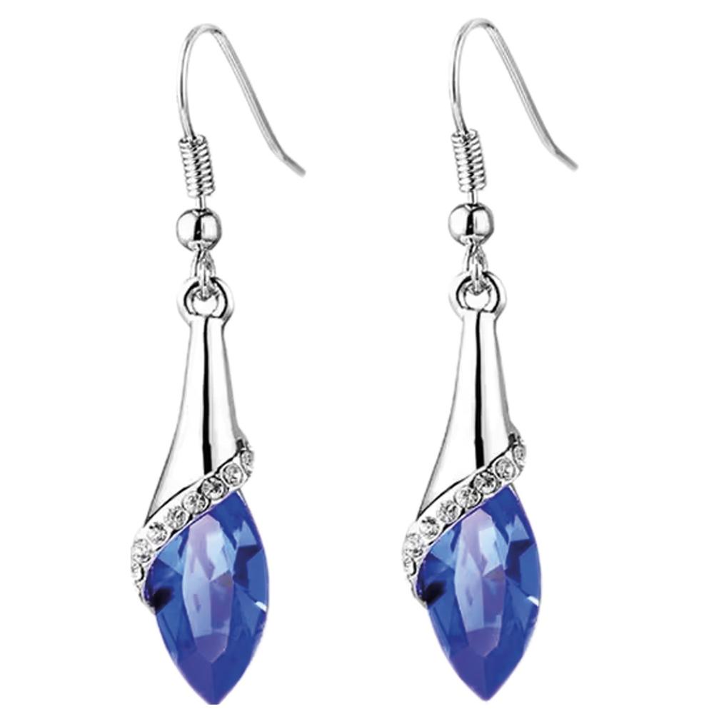 Aretes en Forma de Gota MXZRD-001 1Par S925 Plata Circón Azul Aretes Gota de Agua, Drop04