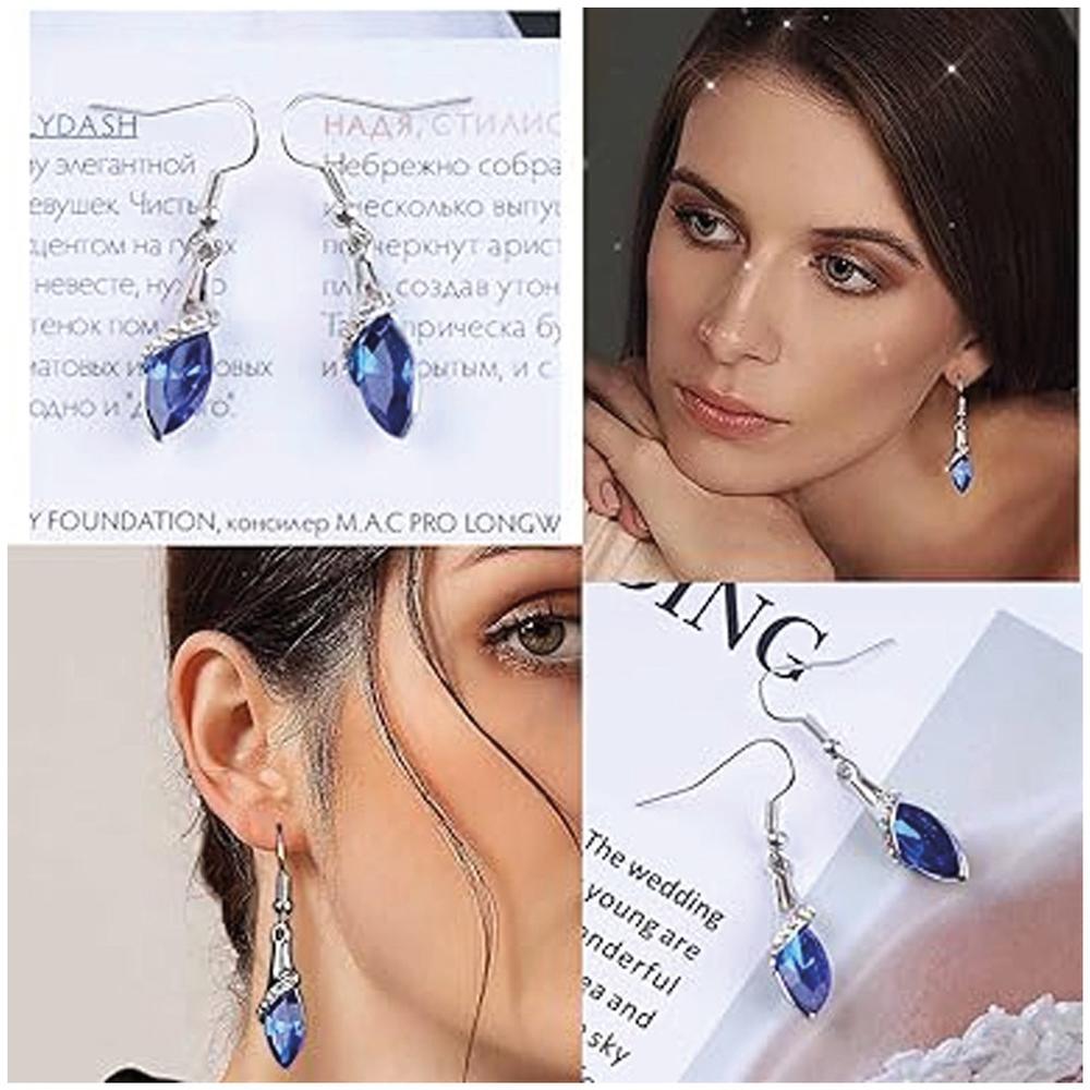 Aretes en Forma de Gota MXZRD-001 1Par S925 Plata Circón Azul Aretes Gota de Agua, Drop04