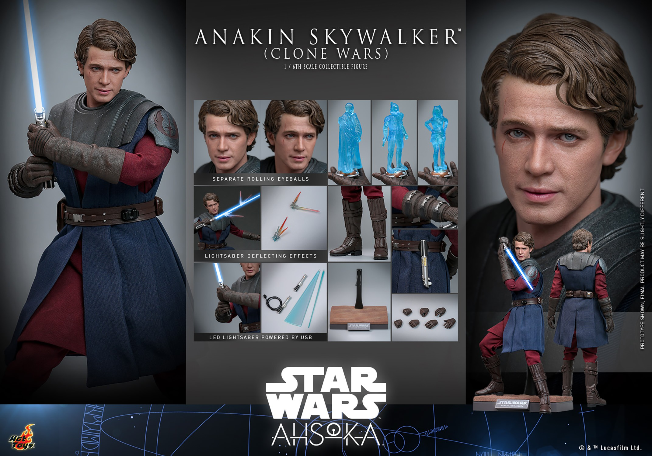 Hot Toys Star Wars Anakin Skywalker Clone Wars Sixth Scale Figura