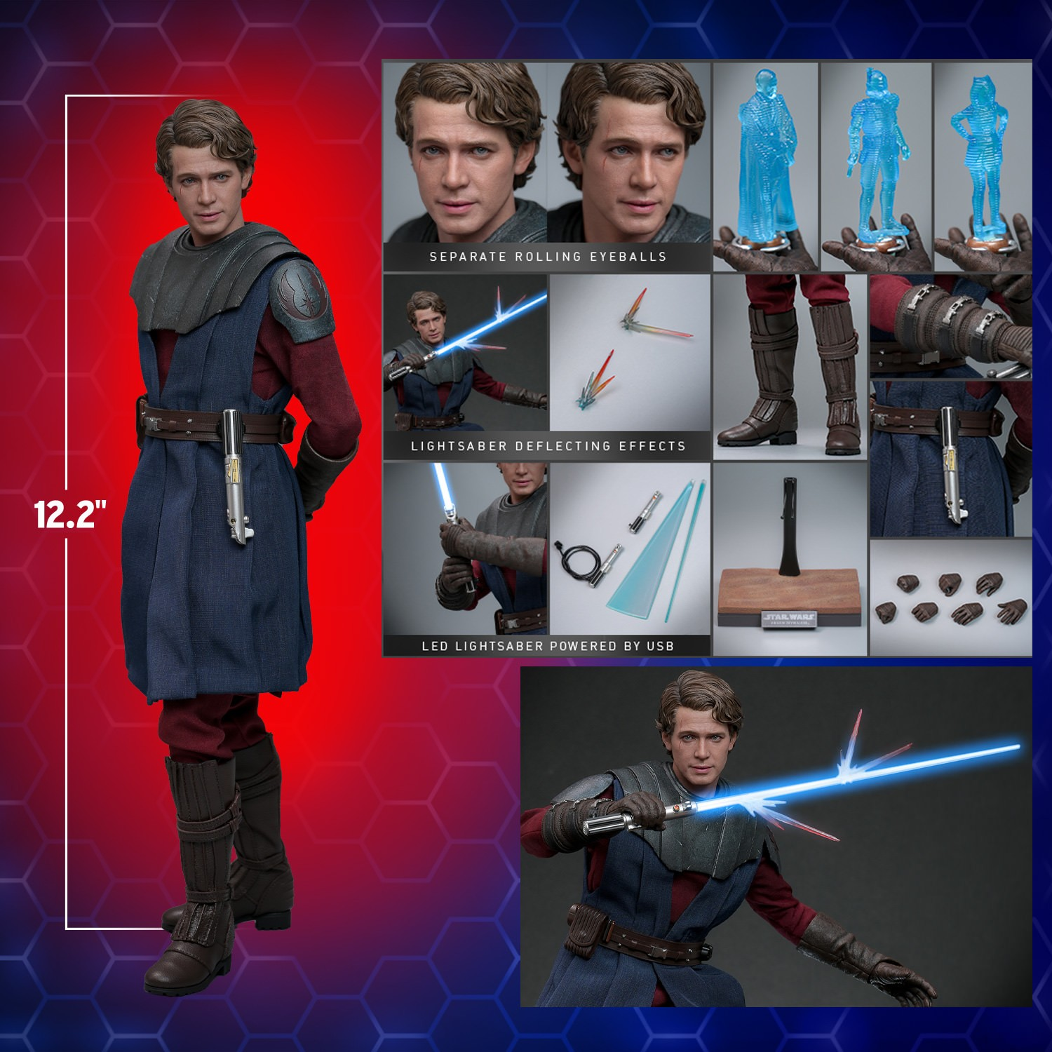 Hot Toys Star Wars Anakin Skywalker Clone Wars Sixth Scale Figura