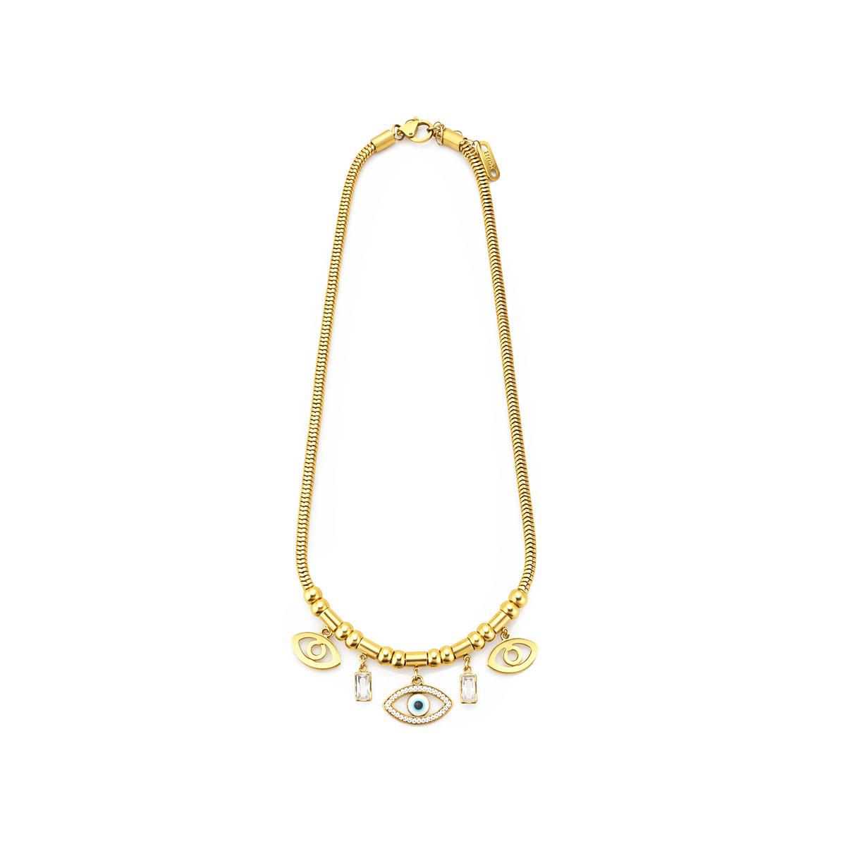 Collar Ojo Turco MOON & SELF Tríada Selene Baño Oro 18k