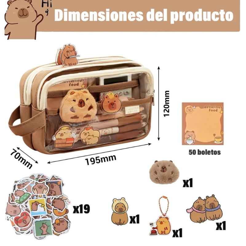 Estuche Aesthetic Lapicera Capibara Pencil Case Papeleria