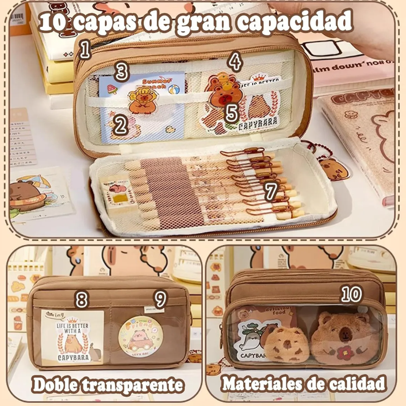 Estuche Aesthetic Lapicera Capibara Pencil Case Papeleria
