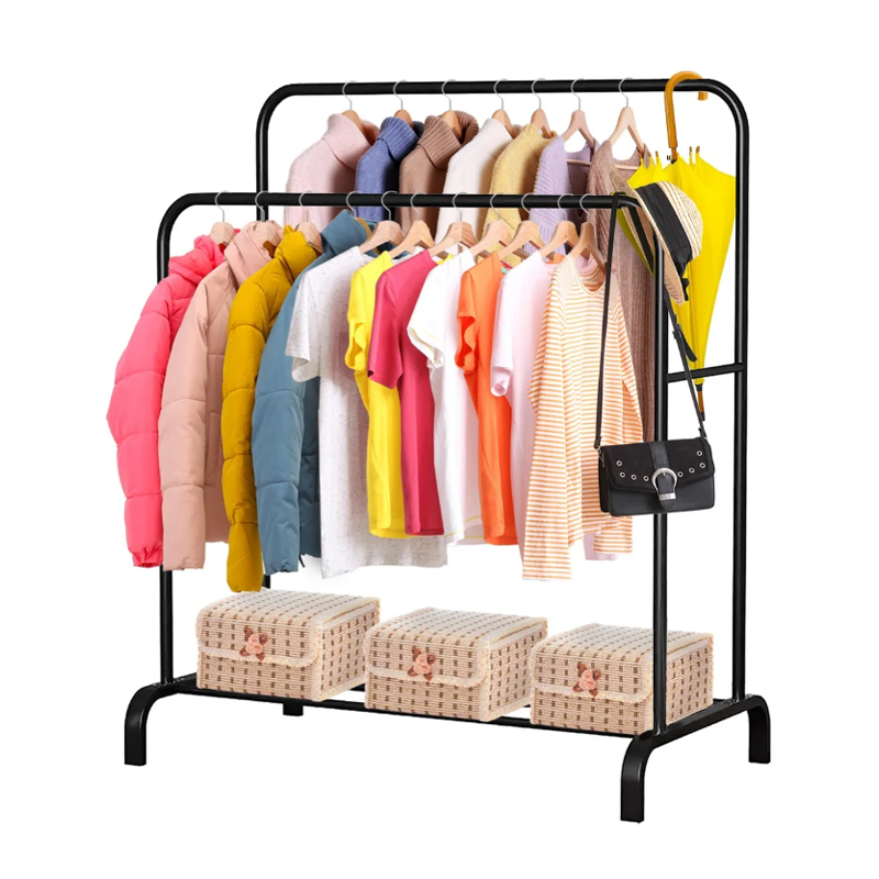 Perchero Rack Organizador Doble Ropa Armario Closet Hogar Negro