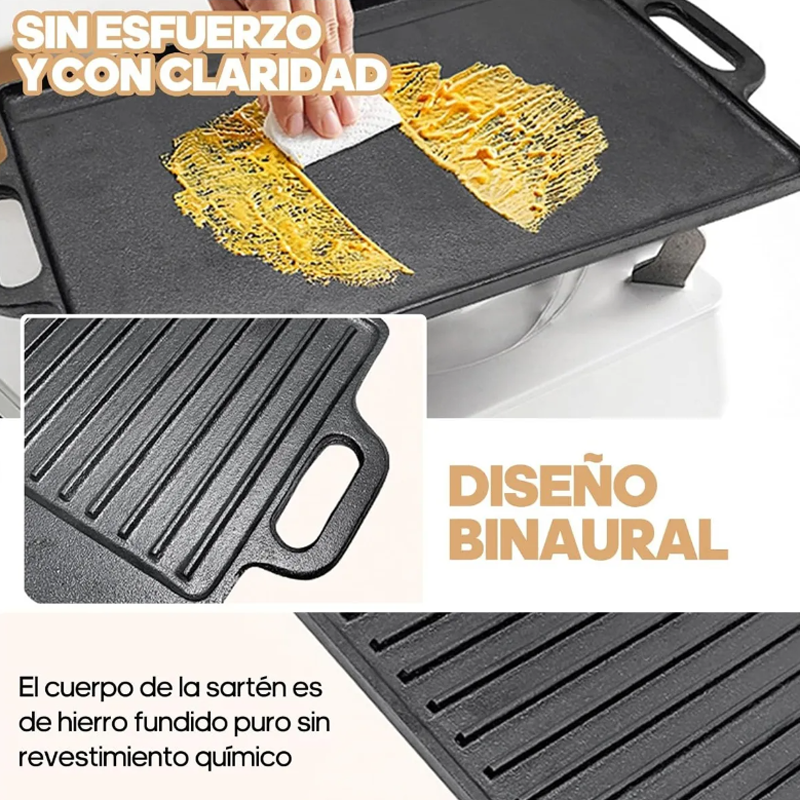 Plancha  Grill De Hierro Fundido Reversible 