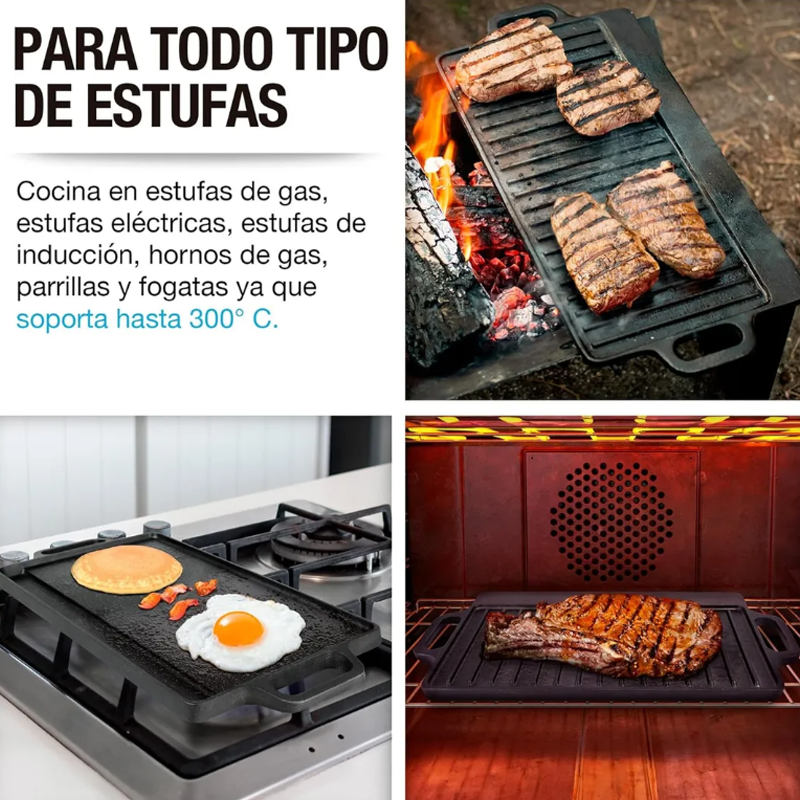 Plancha  Grill De Hierro Fundido Reversible 