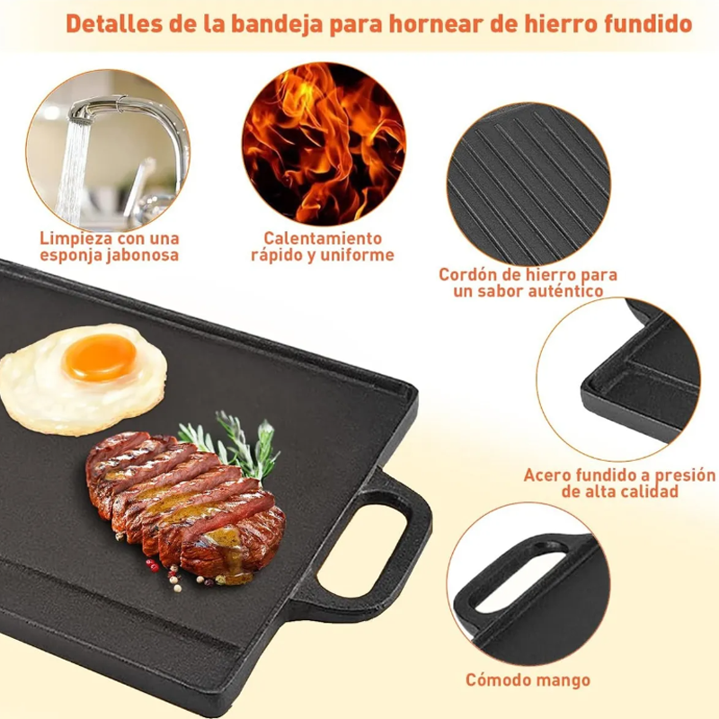 Plancha  Grill De Hierro Fundido Reversible 