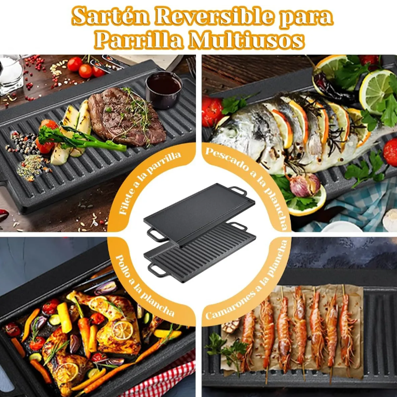 Plancha  Grill De Hierro Fundido Reversible 