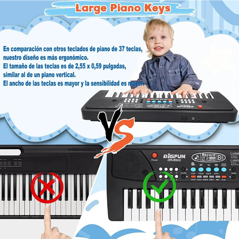  Piano Eléctrico De Juguete Para Niños 8 Ritmos 37 Teclas