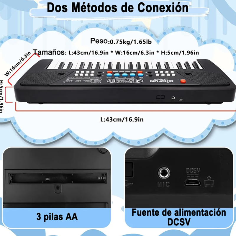  Piano Eléctrico De Juguete Para Niños 8 Ritmos 37 Teclas