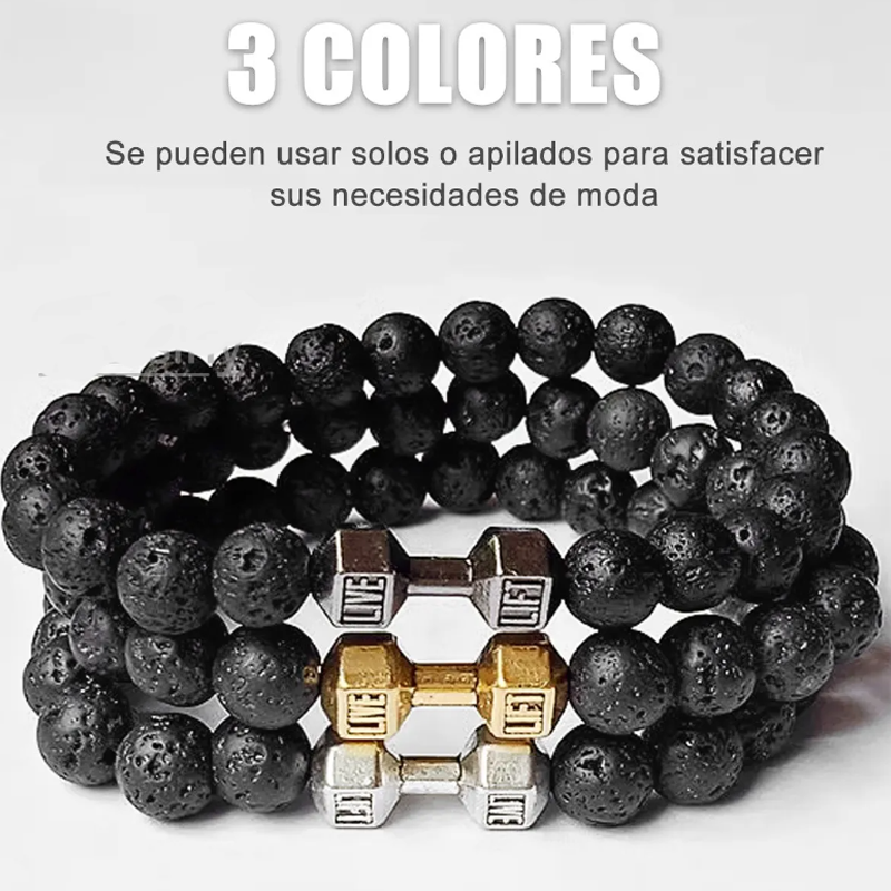 Pulseras Gym Mancuerna Pesa Fitness Para Hombre Y Mujer Negro 3 pza 