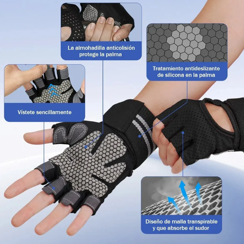 Guantes Para Gym Pesas Deportivos Muñequeras Mujer Y Hombre