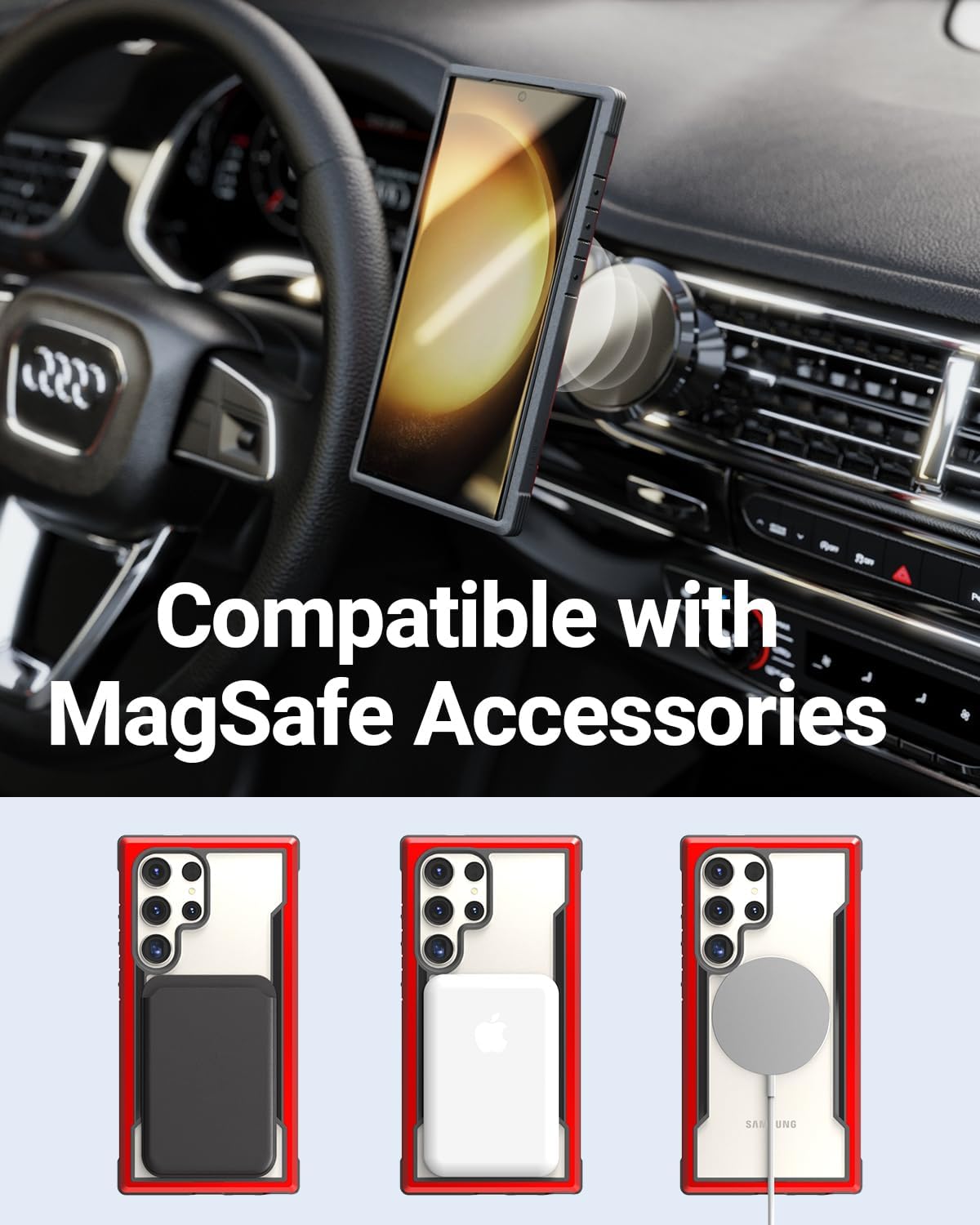 Funda Aluminio Raptic Shield Uso Rudo Magnetico Para Samsung S24 Ultra Rojo