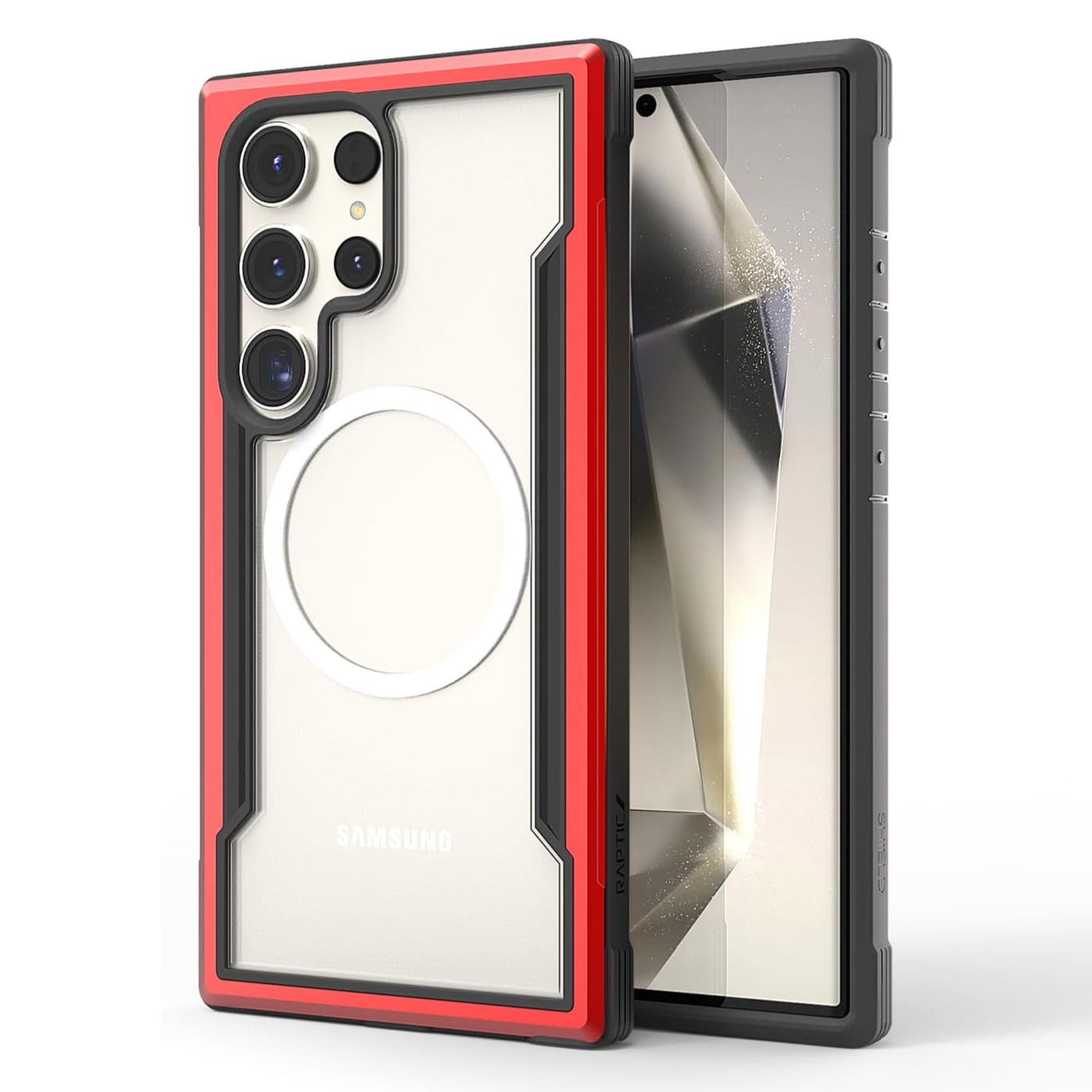 Funda Aluminio Raptic Shield Uso Rudo Magnetico Para Samsung S24 Ultra Rojo