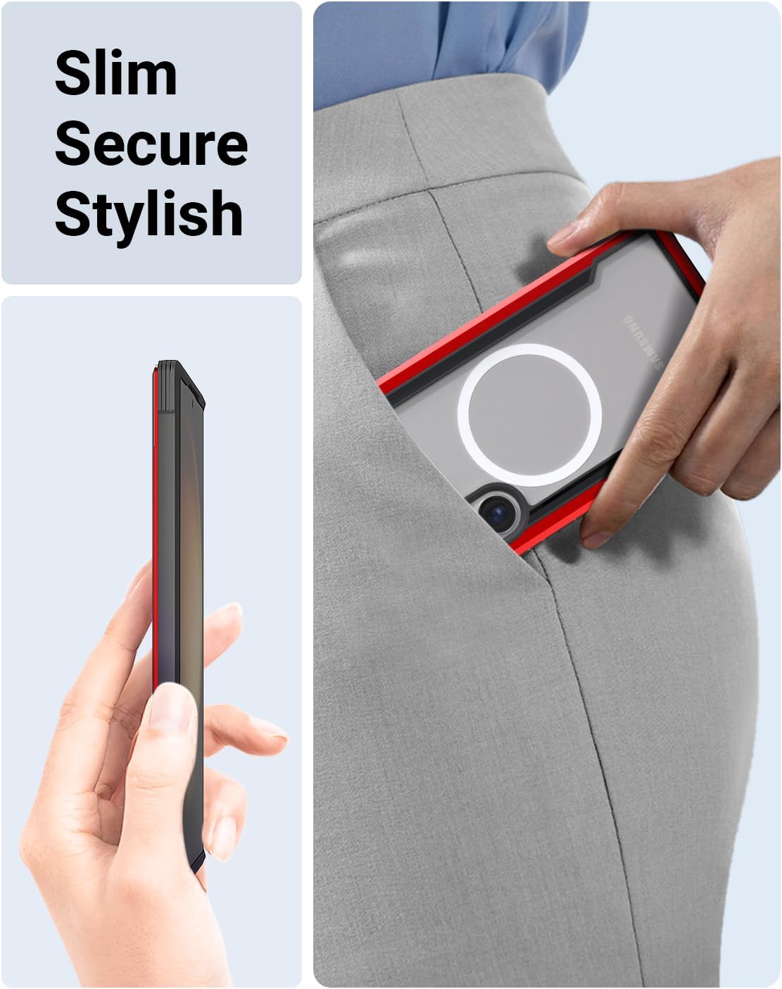 Funda Aluminio Raptic Shield Uso Rudo Magnetico Para Samsung S24 Ultra Rojo