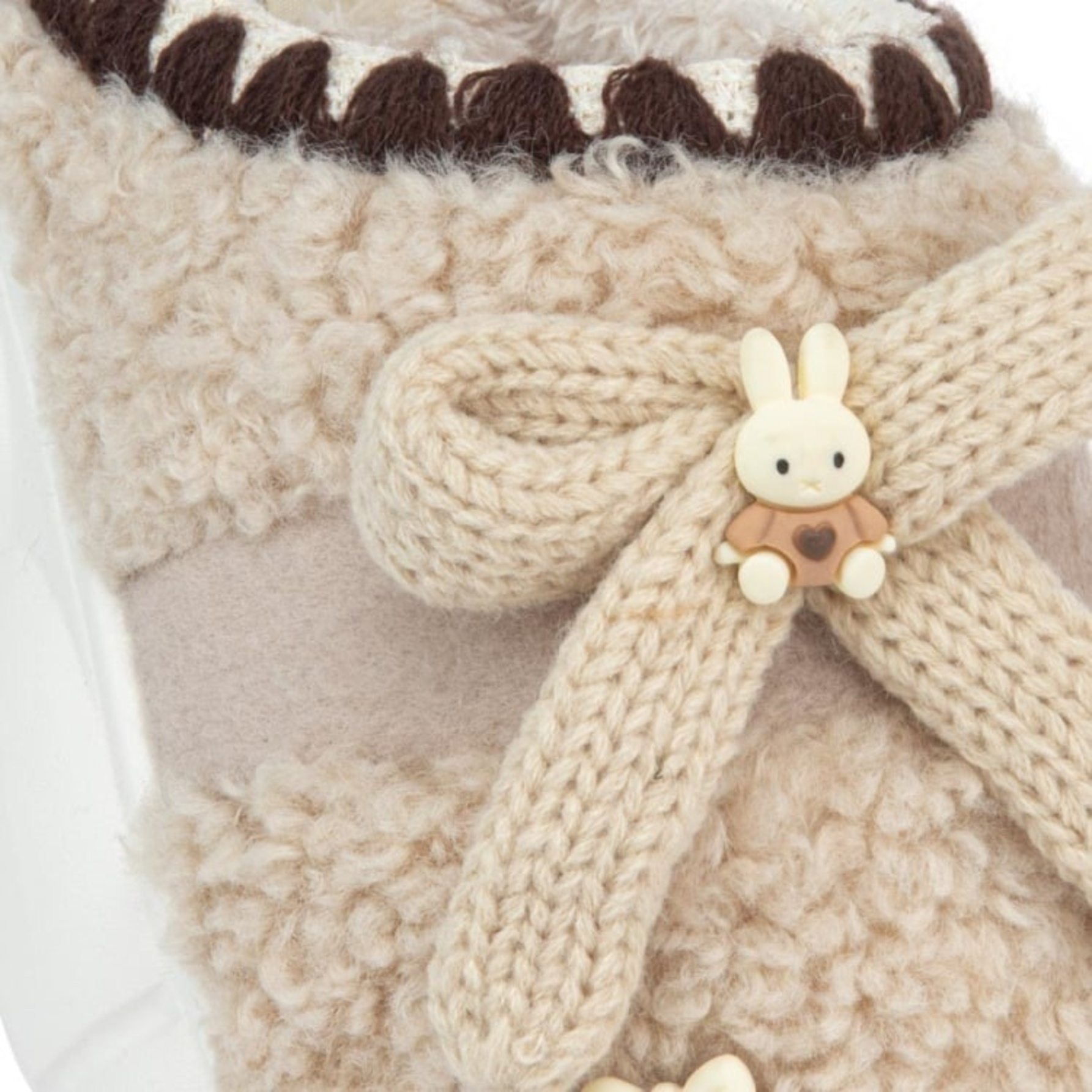 Pantufla de mujer, estilo zueco, de peluche, suave, para descanso, color camel, mod. 1226728
