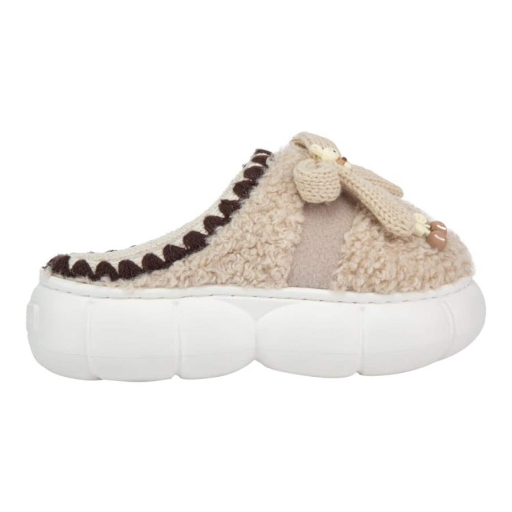 Pantufla de mujer, estilo zueco, de peluche, suave, para descanso, color camel, mod. 1226728