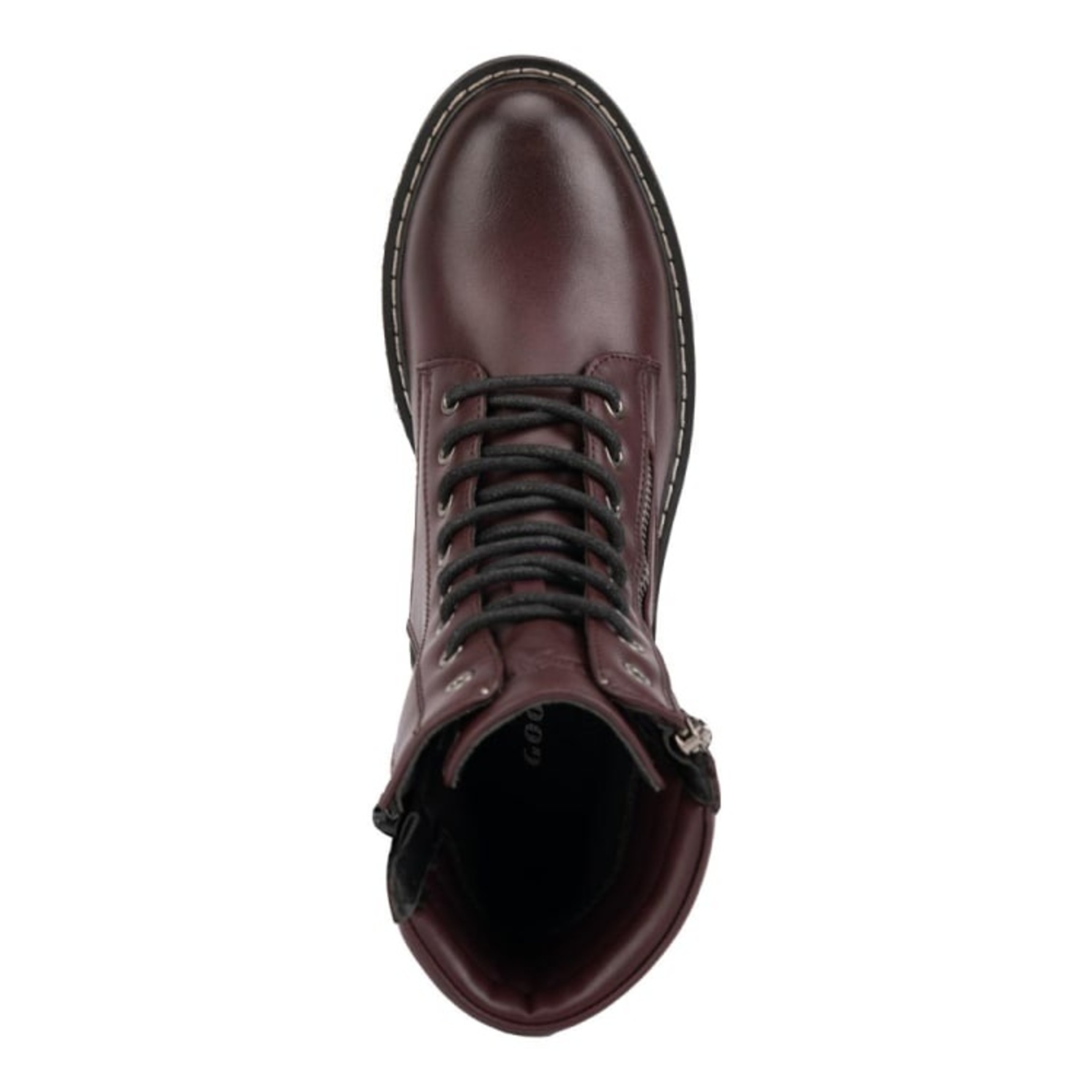 Bota de mujer, estilo militar, suela track, acabado atanado, color vino, mod. 1224166