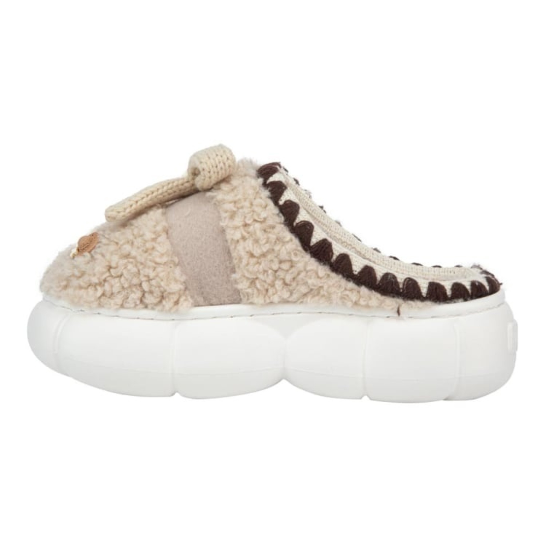 Pantufla de mujer, estilo zueco, de peluche, suave, para descanso, color camel, mod. 1226728