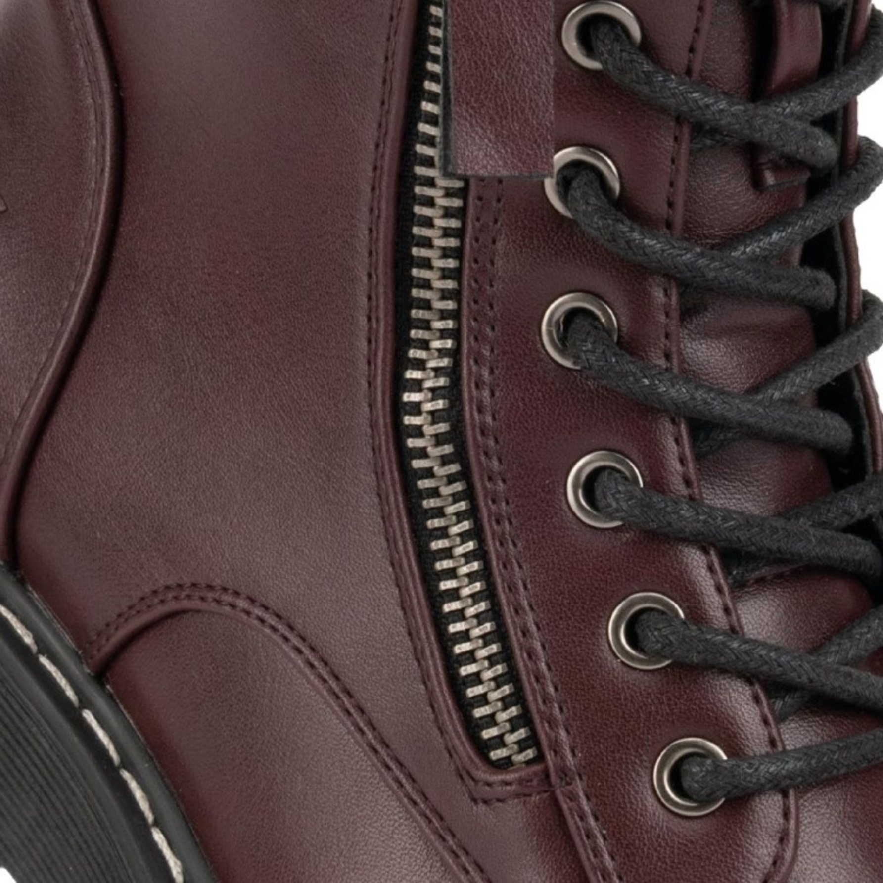 Bota de mujer, estilo militar, suela track, acabado atanado, color vino, mod. 1224166