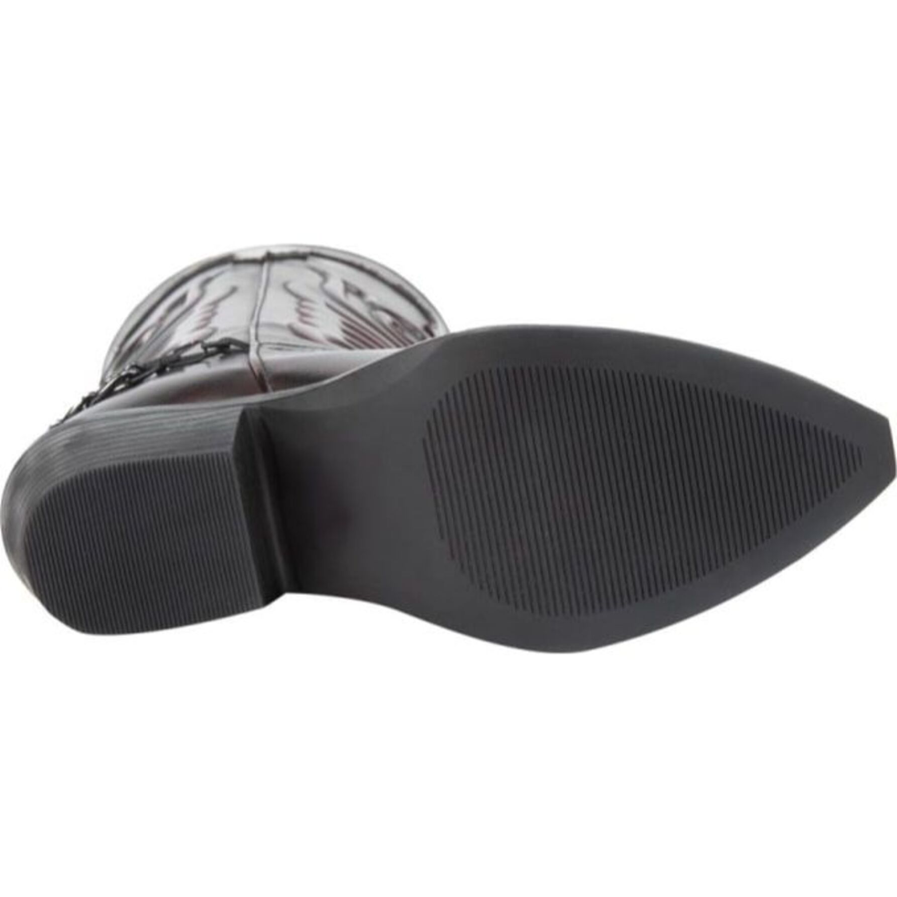 Bota de mujer, vaquera, acabado atanado, con cadena, color vino, 1258786