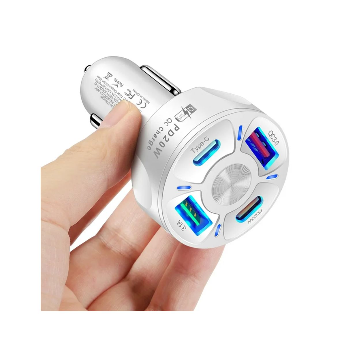 Multicargador de Celular Para Automovil QC3.0 PD 20W USB 3.1A Tipo C