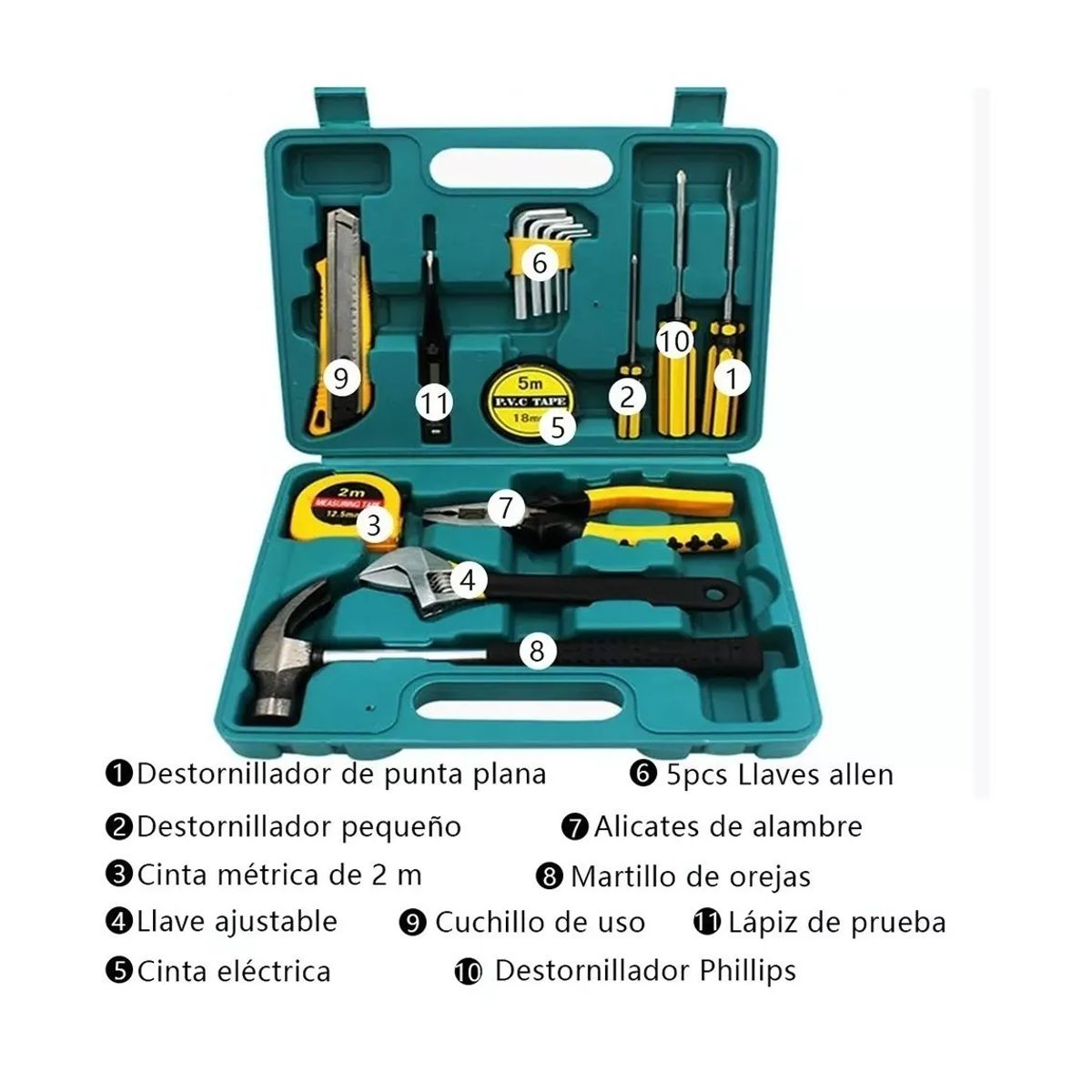 Juego De Herramientas Manuales 16 Pz Casa Taller Oficina