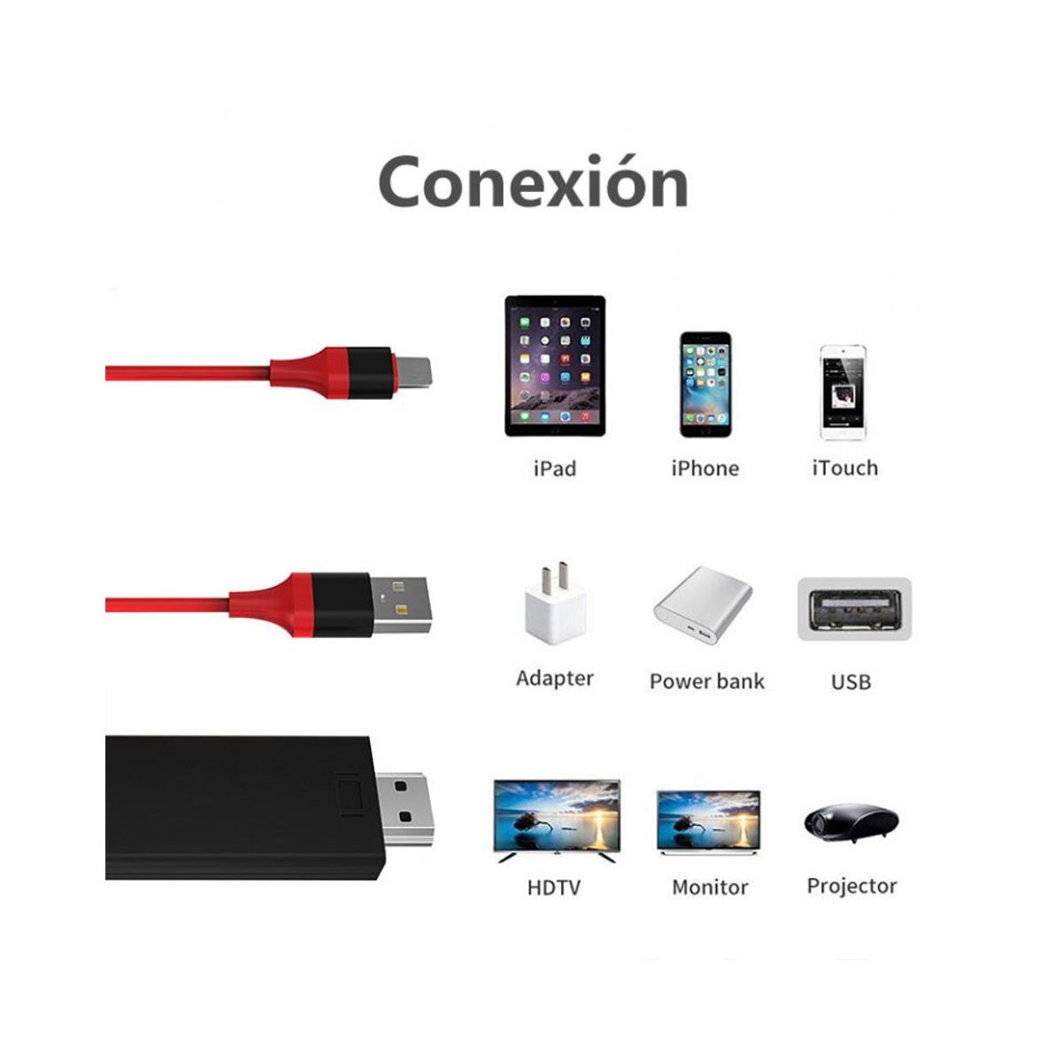 Cable Adaptador De Lightning A Hdmi Compatible Con Iphone Ipad