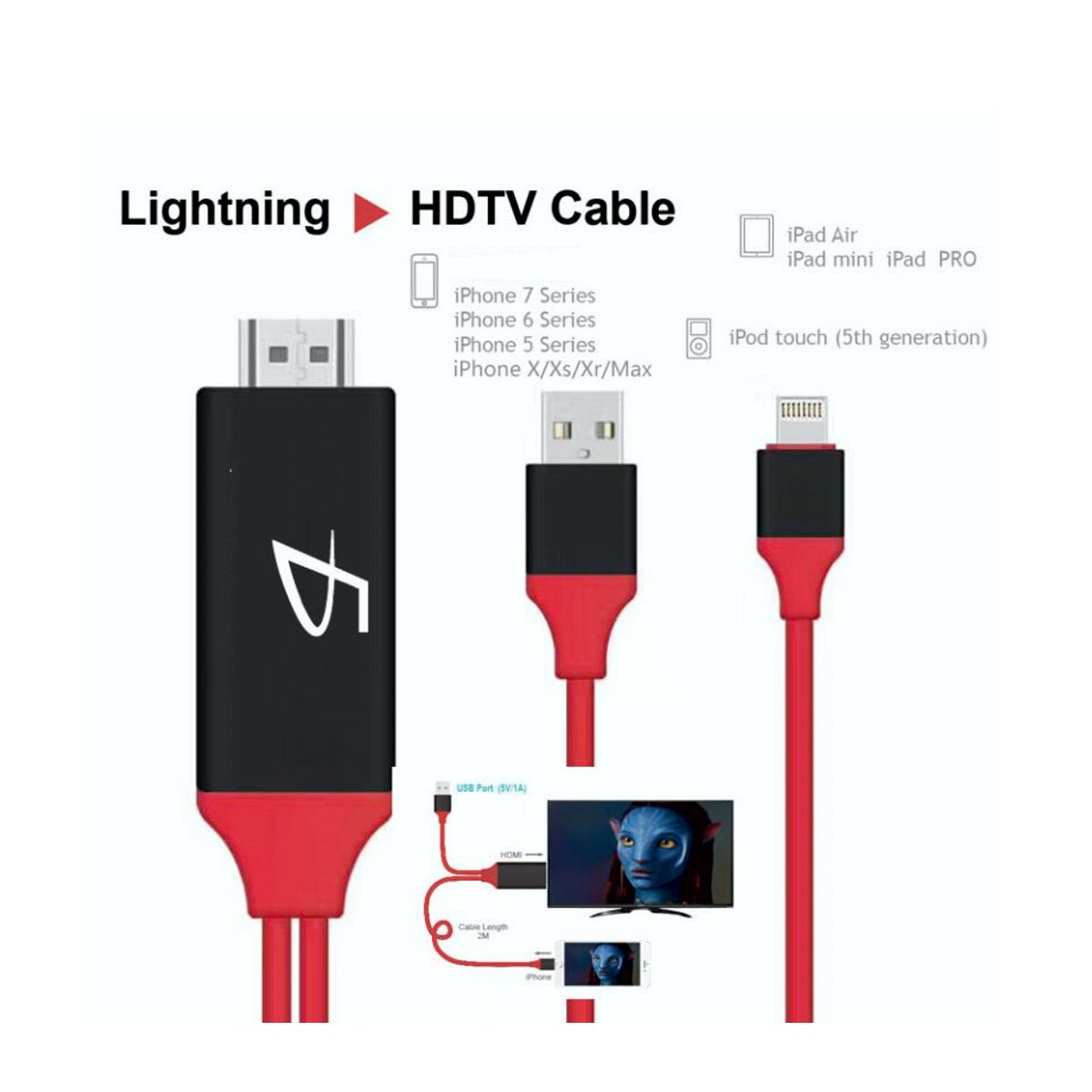 Cable Adaptador De Lightning A Hdmi Compatible Con Iphone Ipad
