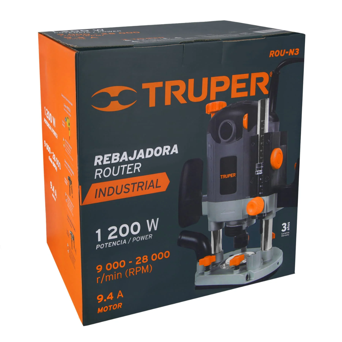 Truper Router Bit Router 1,200W, 1-3/4 HP, TRUPER INDUSTRIAL Clave ROU-N3