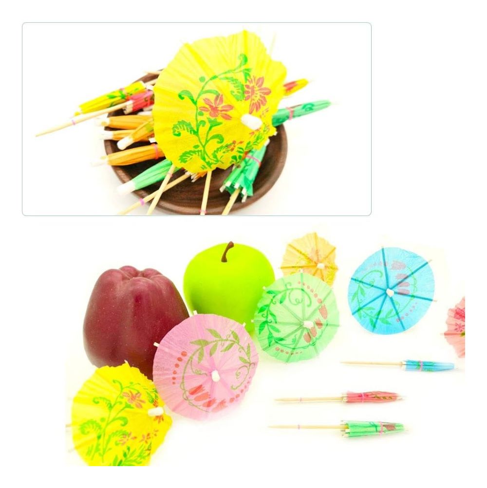 100 Sombrillitas Para  Cóctel Palillo Bebida Fiesta Boda.