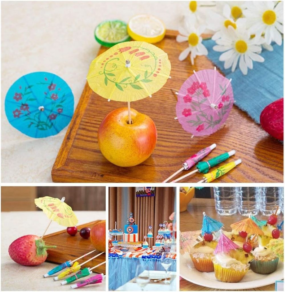 100 Sombrillitas Para  Cóctel Palillo Bebida Fiesta Boda.
