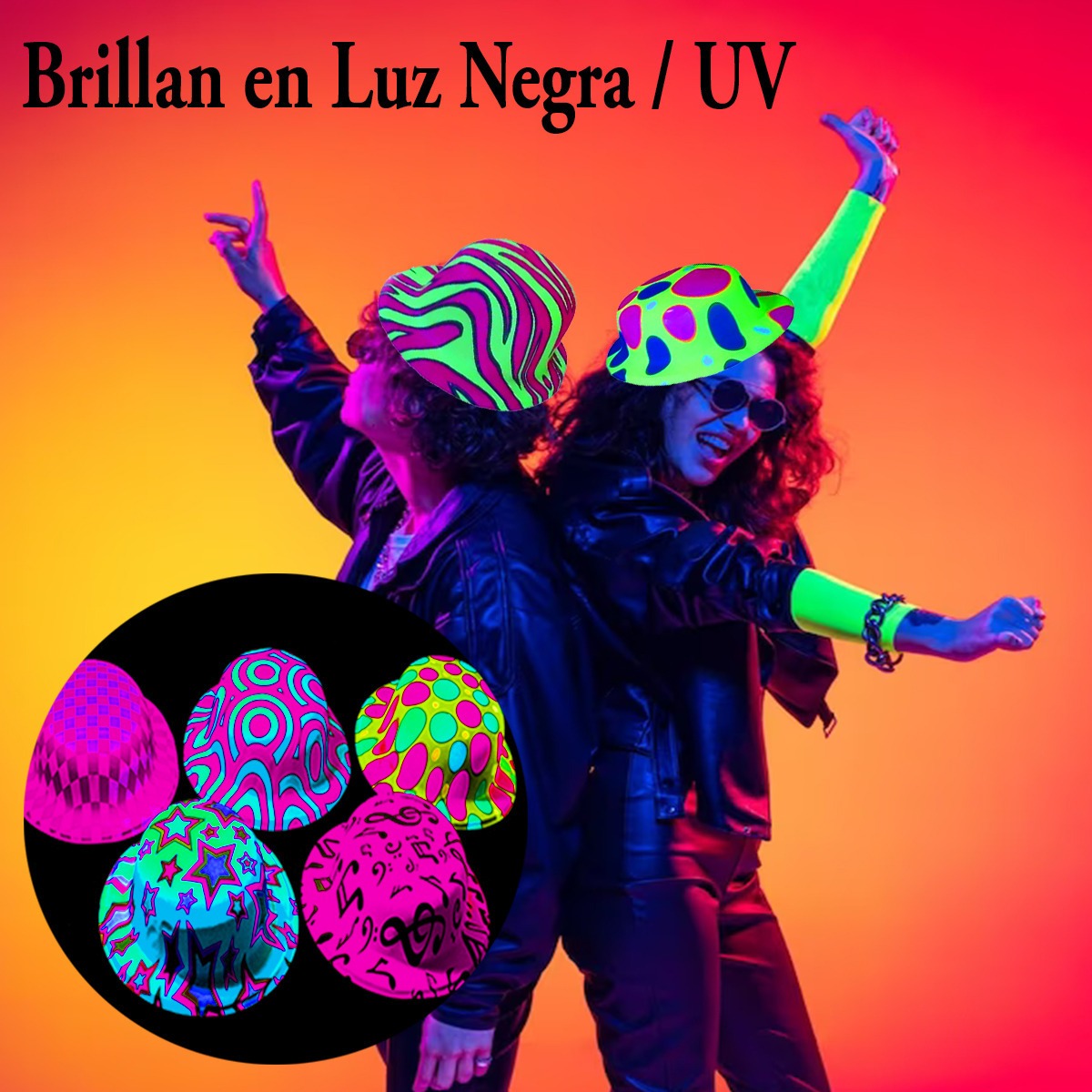 100 Sombrero Bombin Neón Fiesta Boda Batucada Plastico.