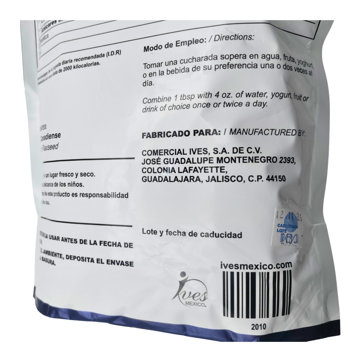 Canadian Ives Evolution México Linaza Canadiense Molida Cultivo Orgánico 600 Gr..
