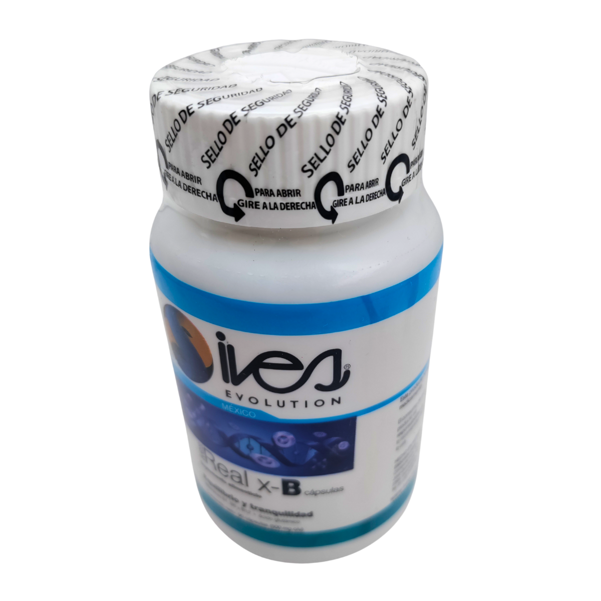 Pasiflora Valeriana 7 azahares Toronjil Tila Vitaminas B1 B6 B12 Ácido Glutámico Real XB Ives Evolution México 90 uds..