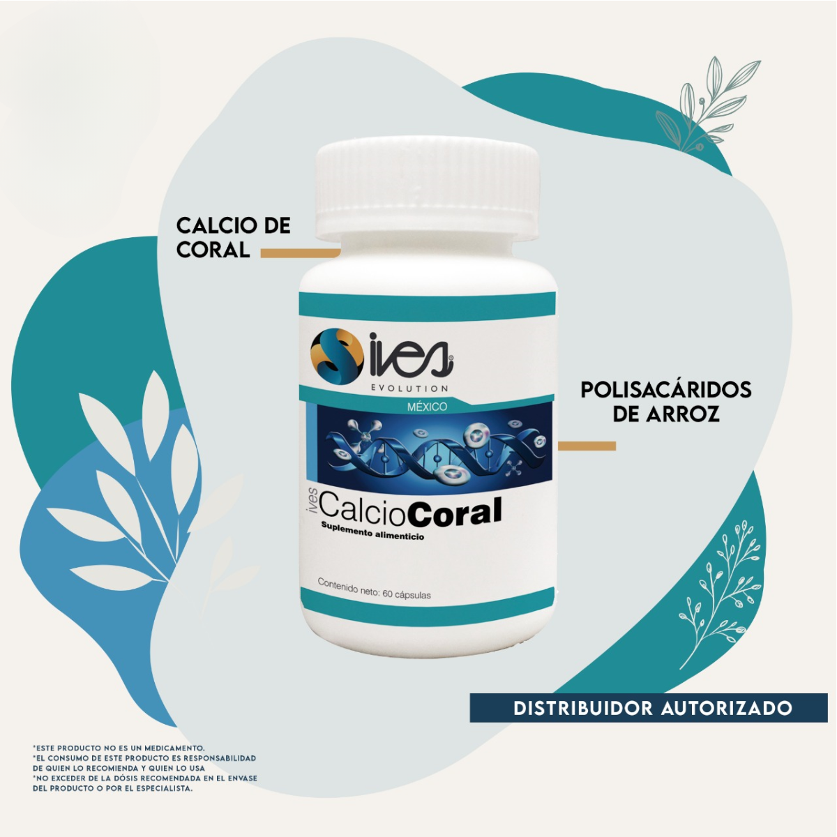 Calcio de Coral Ives Evolution Mexico con Certificado de Origen Okinawa Japón 60 Cáps..