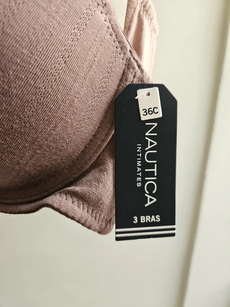 Set De 3 Brassiere Nautica, Talla 36c,copas Push Up,varillas