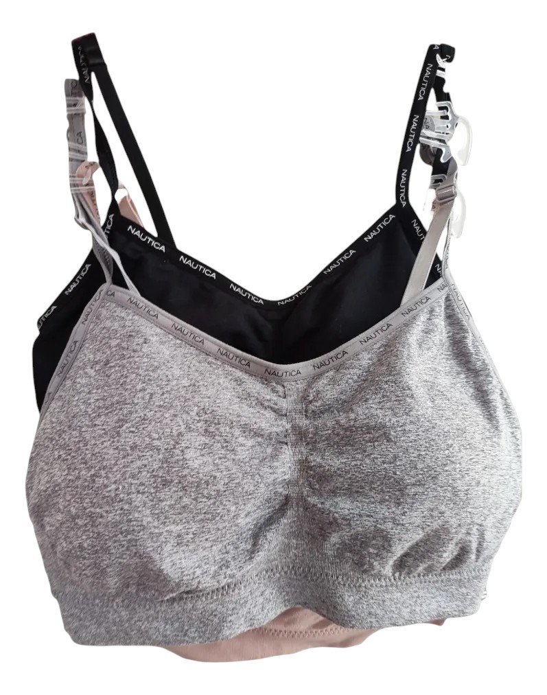 3 Bralette Nautica Intimates Mujer Adultos Talla Grande,tops, brassiere
