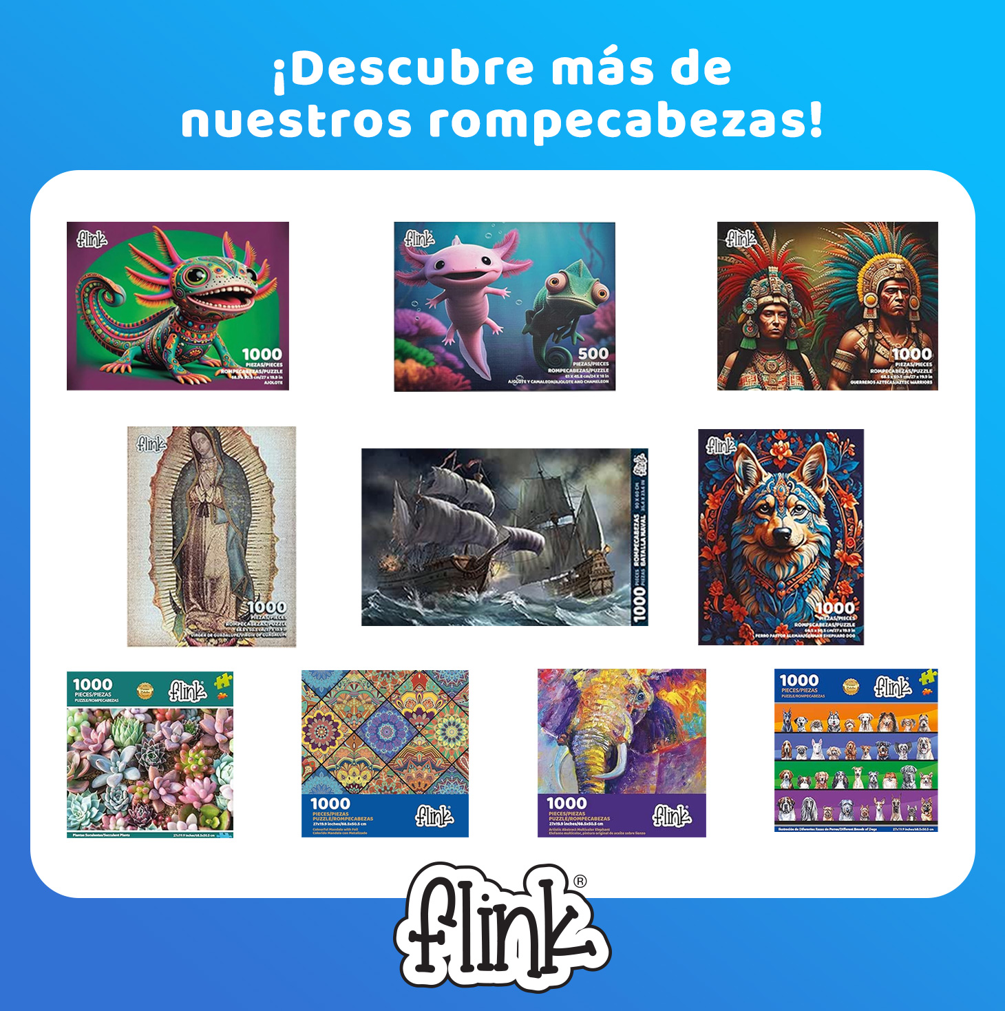 Rompecabezas Flink La Gran Ola 1000 Piezas Metalizado