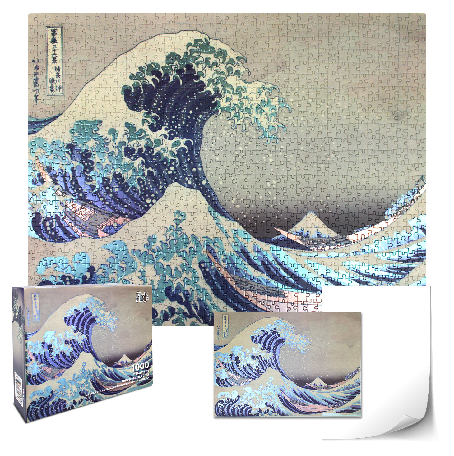 Rompecabezas Flink La Gran Ola 1000 Piezas Metalizado
