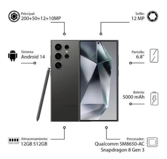 Samsung Galaxy S24 Ultra Negro Titanium 256GB Nuevo Snapdragon + Memoria MicroSD.